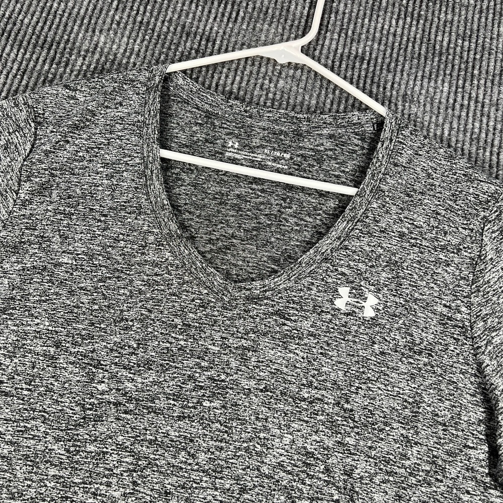 Under Armour Shirt Womens XL Extra Large Gray Short Sleeve Loose Fit Heat Gear
